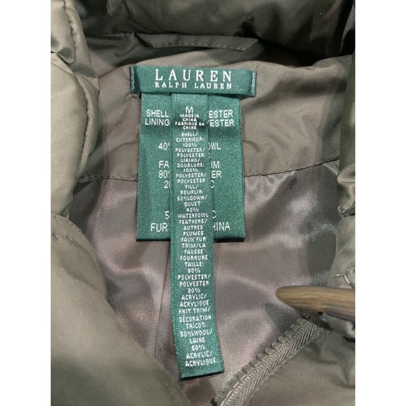 Lauren Ralph Lauren Women's Puffer Jacket Down Hooded Green Sz M Detachable Hood - Picture 13 of 16